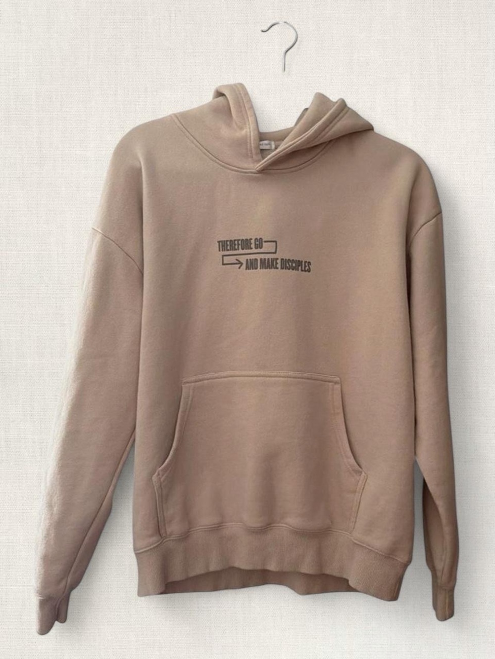 Elevated Faith Men's Tan Pullover Hoodie with Front Pocket